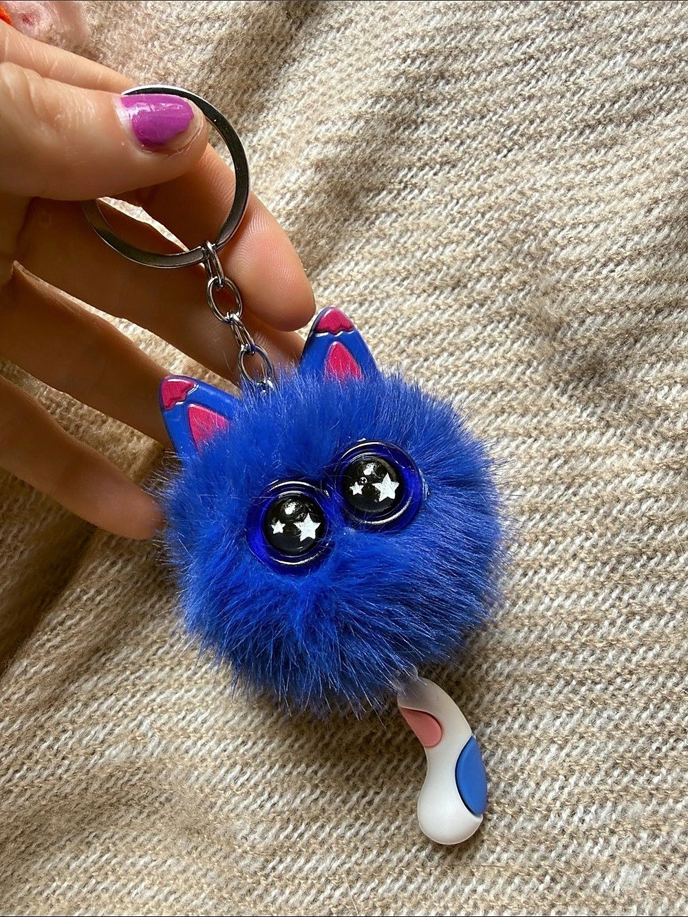 Kitty Cat Bkue with Starry eyes Monster Plush Keychain Plush Keychain puff puff